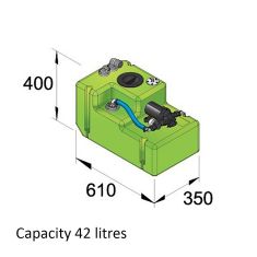 Trinkwassersystem 42 Liter, 12 Volt, incl. Druckwasserpumpe u. Anschlussfittinge