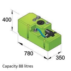 Trinkwassersystem 88 Liter, 12 Volt, incl. Druckwasserpumpe u. Anschlussfittinge