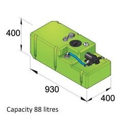 Trinkwassersystem 88 Liter, 24 Volt, incl. Druckwasserpumpe u. Anschlussfittinge