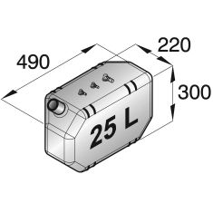 25 liter Dieseltank inkl. Anschlüsse, f. 8mm Treibstoffleitung