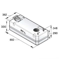 Dieseltank 80 Liter inkl. Anschlüsse, f. 8 mm Treibstoffleitung