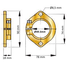 Montageflansch (innen) für Stevenrohr 30 mm