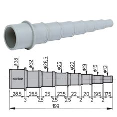 Verlaufstück für Schlauch Ø13, 16, 19, 22, 25, 28, 32 & 38 mm