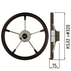 Steuerrad Type KS mit Polyuhrethanbeschichtung - Ø32 cm - Schwarz