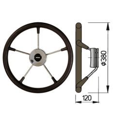 Steuerrad Type KS mit Polyuhrethanbeschichtung - Ø38 cm - Schwarz