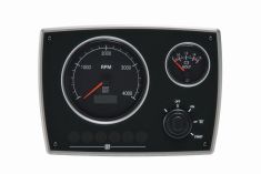 Alu-Motorpanel, Zweite Generation 12V, 2 Schwarze Instrumente (5k U/min)