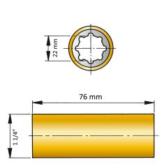 AØ 22 mm x ØB 11/4" x C 76 mm - brass