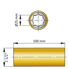 ØA 25mm x ØB 1 1/2" x C 100 mm - fenol resin