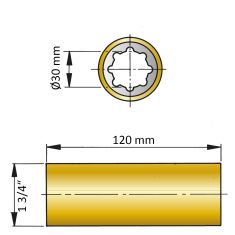 ØA 30 mm x ØB 13/4" x  C 127 - brass