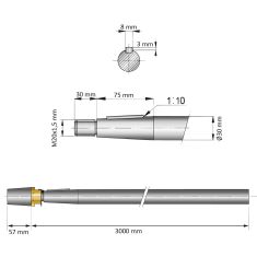 30 mm - L:3000 mm -  Edelstahl-Welle mit Hutmutter und Zinkanode