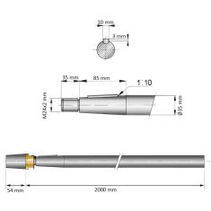 35 mm - L:2000 mm - Edelstahl-Welle mit Hutmutter und Zinkanode