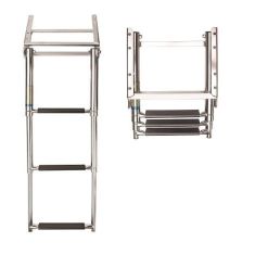 Telescopic cassette ladder 3 steps, SS316 f. platform, synthetic black grips