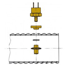 Sensor für Auspufftemperatur Alarm  - Montage in VETUS Auspuffschlauch