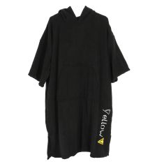 Microfiber surf poncho for adults size 110 x 80 cm, black with YellowV logo