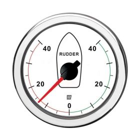 Ruderlagenanzeige weiß 100 mm sichtbares Zifferblatt / 100 mm Ausschnitt 12/24 V