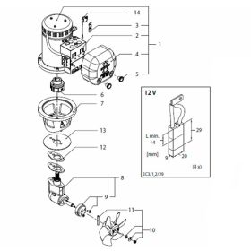 Vetus BOW5512 (12 volt) Spare Parts - motor identification R125/3-633 TSL125  - manufactured <2004