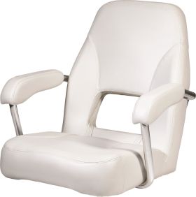 Sailor – Steuersitz mit Armlehnen – Grey White (RAL9002) – Marine Vinyl - Imitiertes Leder