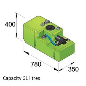 Trinkwassersystem 61 Liter, 24 Volt, incl. Druckwasserpumpe u. Anschlussfittinge