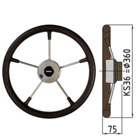 Steuerrad Type KS mit Polyuhrethanbeschichtung - Ø36 cm - Schwarz