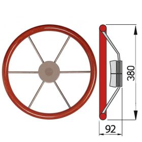 Steuerrad mit Mahagoni Außenring Typ KW - Ø38 cm