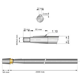 40 mm - L:2000 mm - Edelstahl-Welle mit Hutmutter und Zinkanode