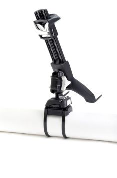 ROKK Mini für iPad/Tablet mit Kabelbinder-Set zur Montage an übergroßen Schienen und anderen Rohren